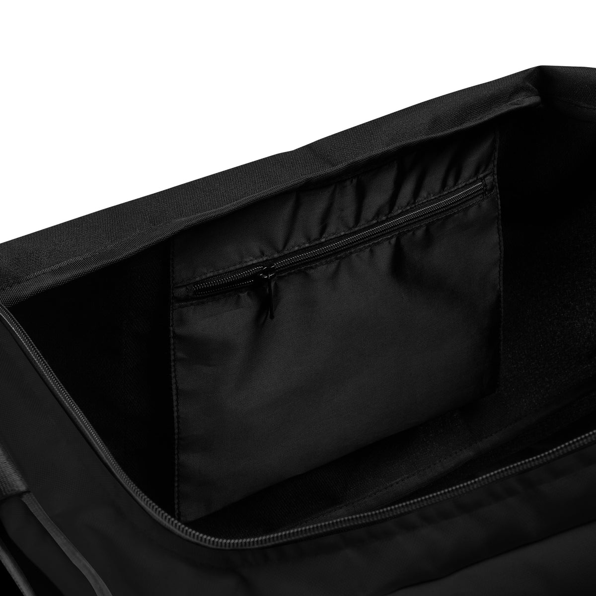 Black sports bag 50l inside zipped pocket