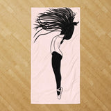 Light Pink Movement Dance Towel - Black Ballerina