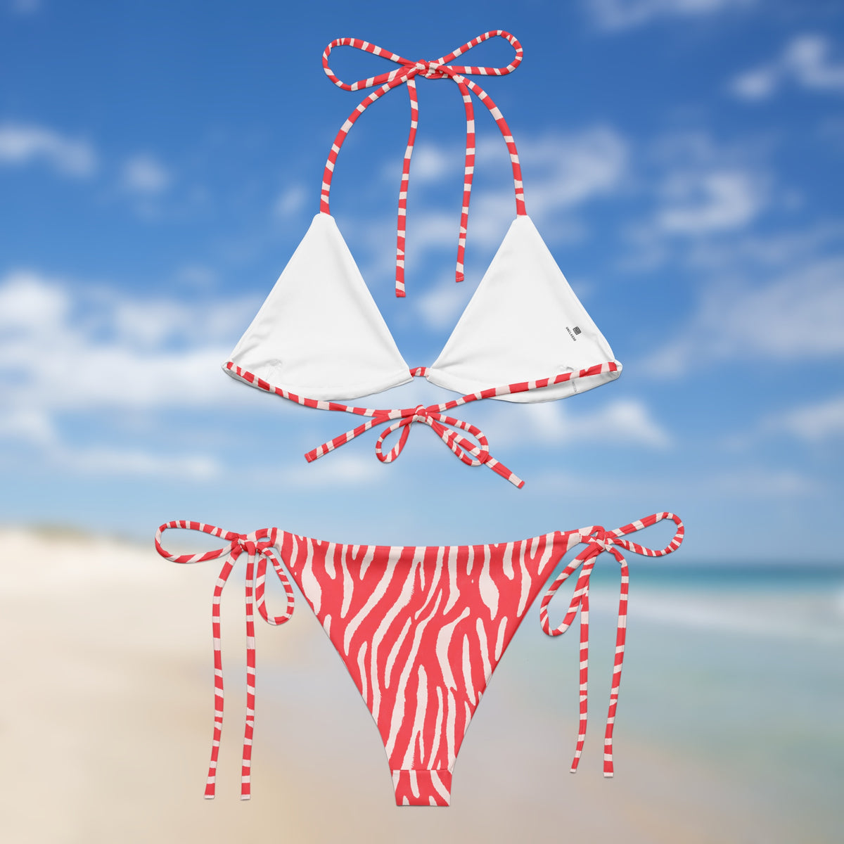 Neon Pink Zebra Triangle Bikini | Adjustable String Bikini