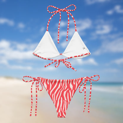 Neon Pink Zebra Triangle Bikini | Adjustable String Bikini