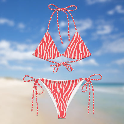 Neon Pink Zebra Triangle Bikini | Adjustable String Bikini
