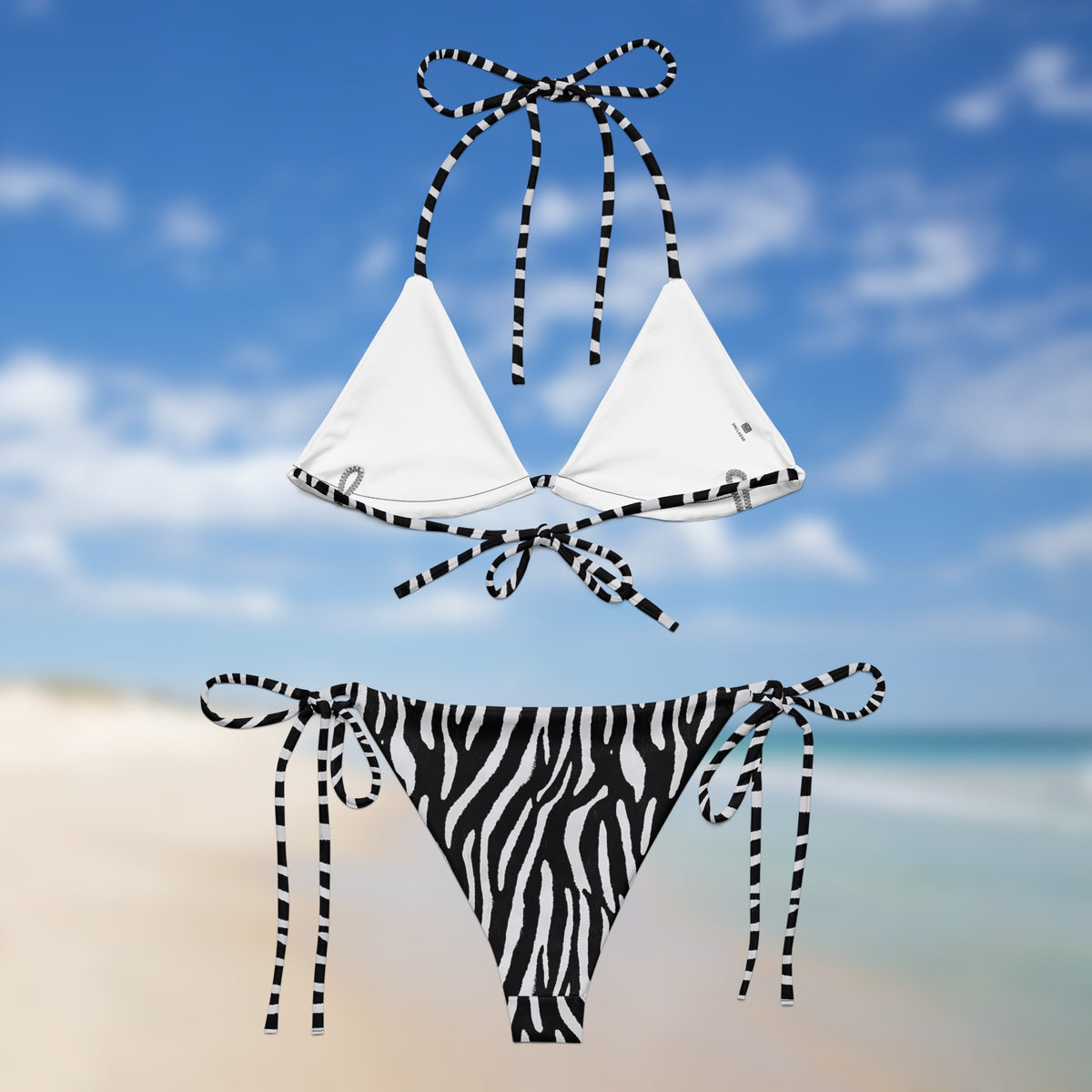 Black Zebra Triangle Bikini | Adjustable String Bikini