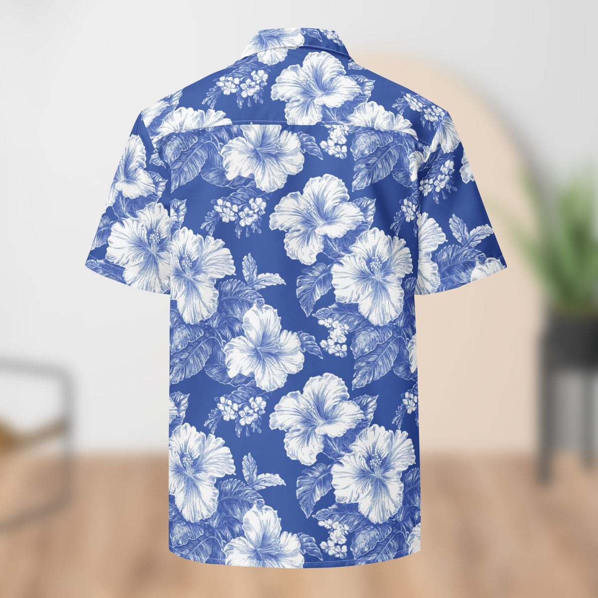 Monochrome Blue Floral Festival Shirt | Unisex Button-Up