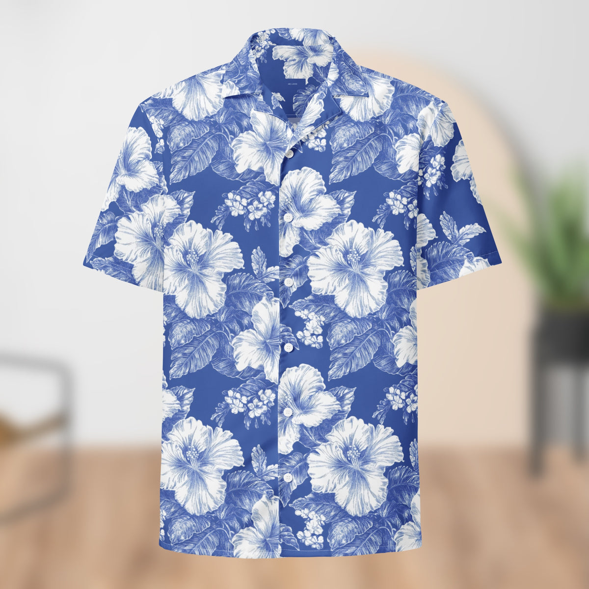 Monochrome Blue Floral Festival Shirt | Unisex Button-Up