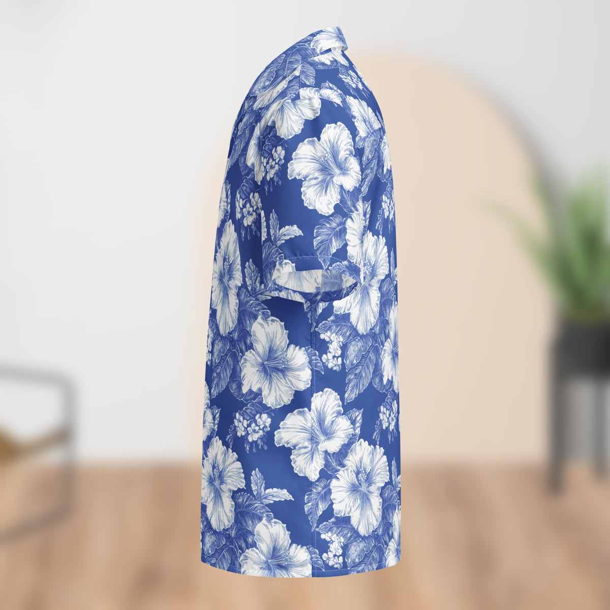 Monochrome Blue Floral Festival Shirt | Unisex Button-Up