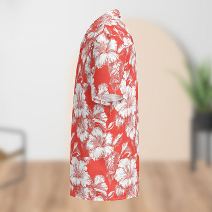 Monochrome Red Floral Festival Shirt | Unisex Button-Up