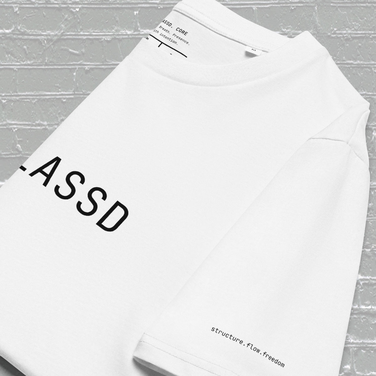 Close-up of organic ring-spun cotton texture on UNCLASSD CORE White Tee For dancers