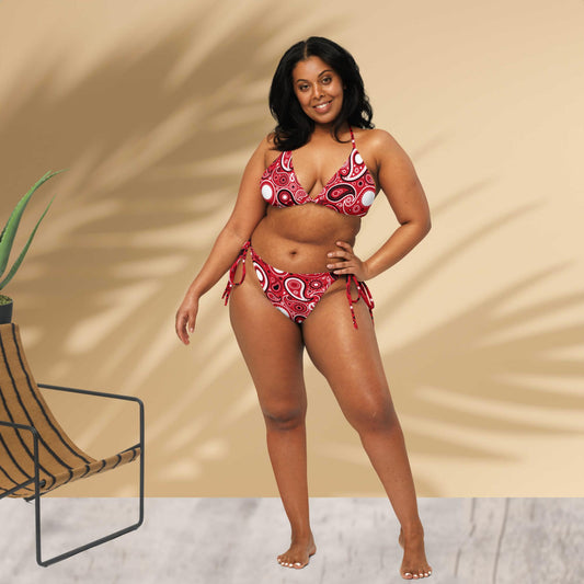 Red Bandana | Paisley Triangle Bikini