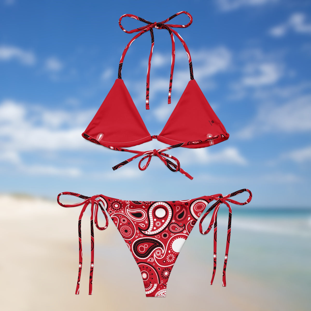 Red Bandana | Paisley Triangle Bikini