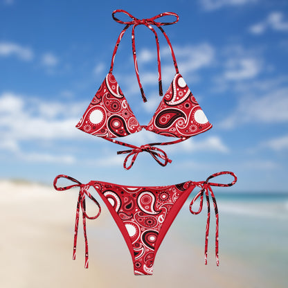 Red Bandana | Paisley Triangle Bikini