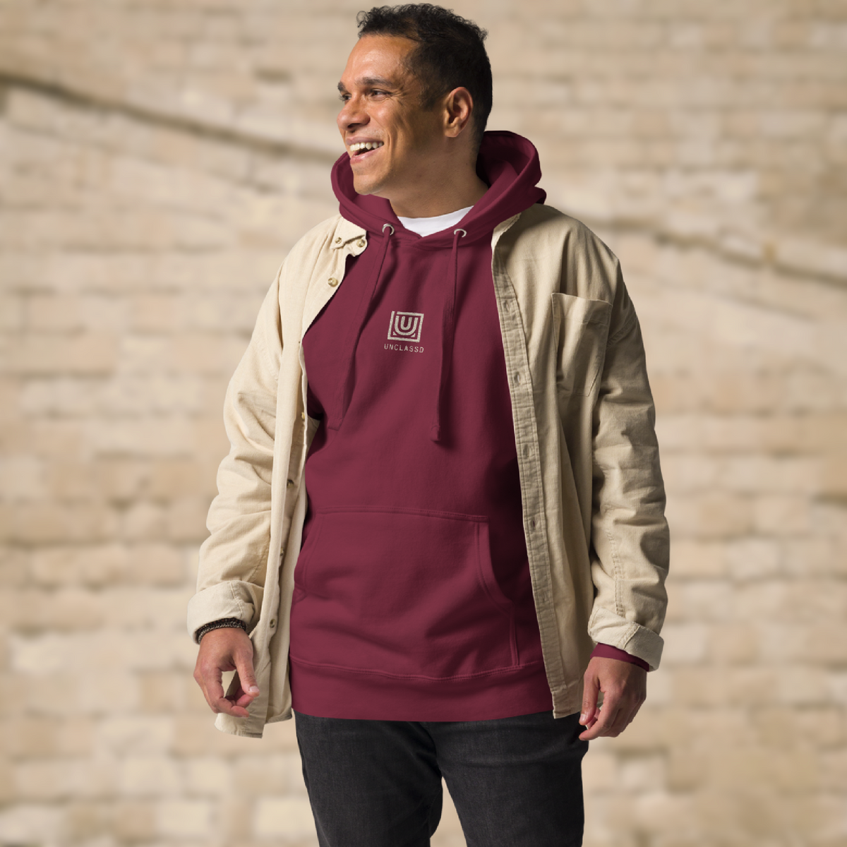 Male Model Maroon CORE hoodie dancer rehearsal warm-up streetwear dancewear