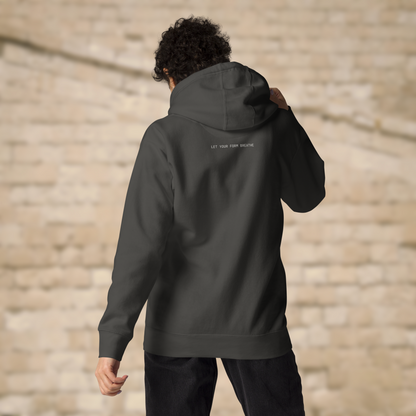 Vintage black CORE hoodie dancer warm-up rehearsal streetwear dancewea Model back