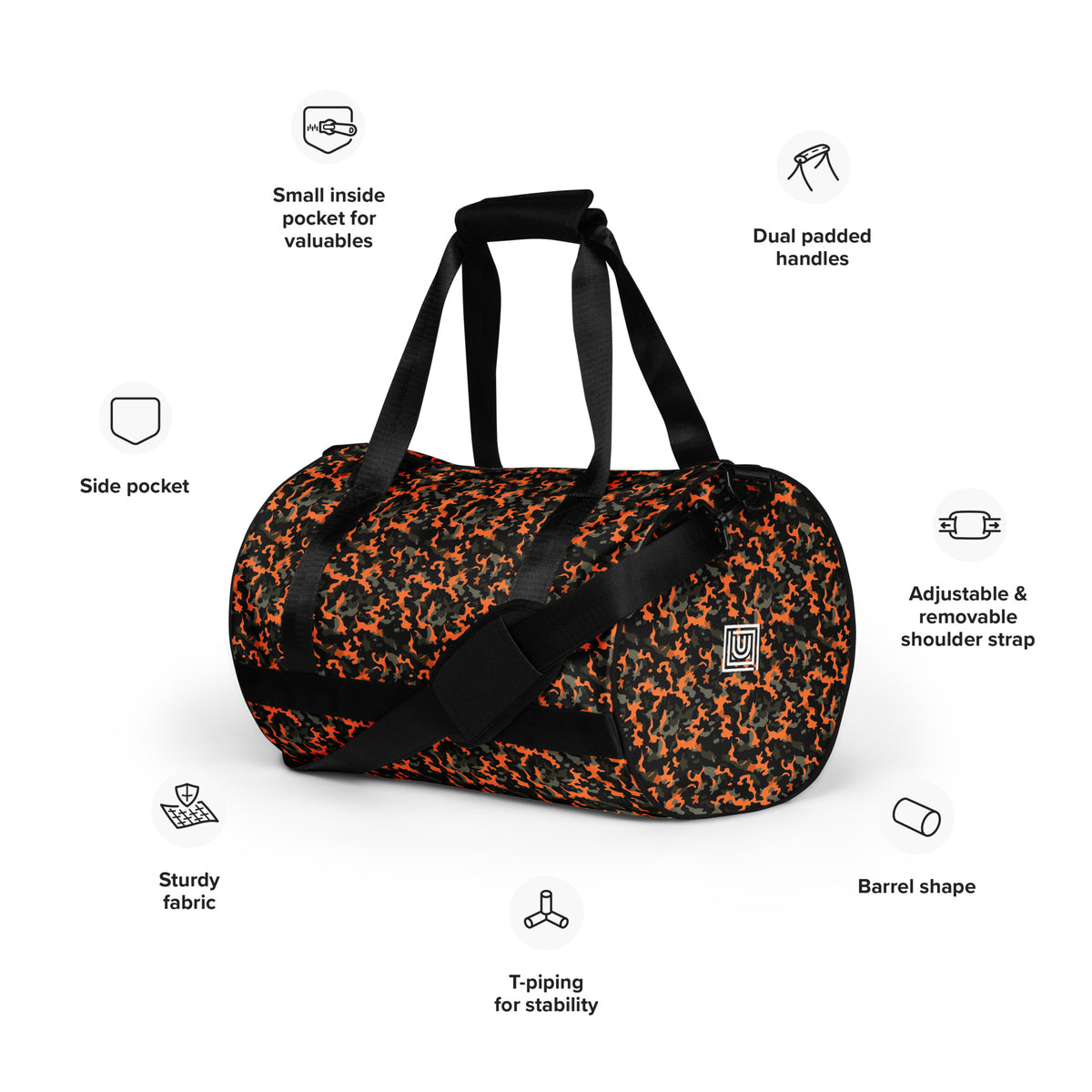 Orange Camouflage Round Gym & Dance Bag