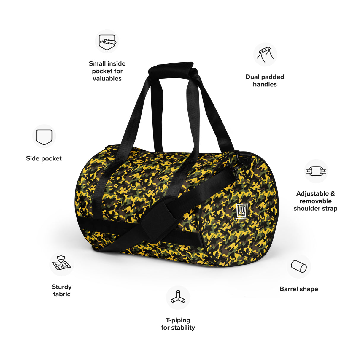Yellow Camouflage Round Gym & Dance Bag
