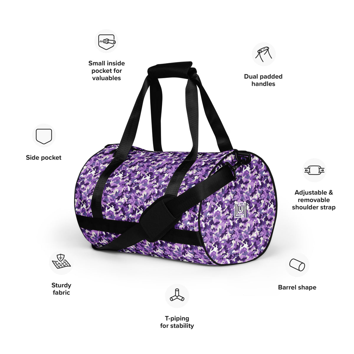 Purple Camouflage Round Gym & Dance Bag