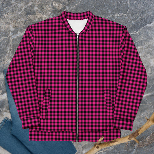Pink Gingham Print Jacket — Unisex