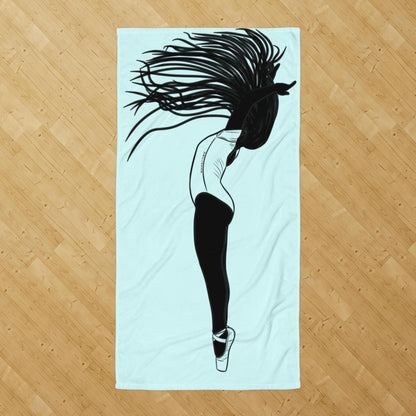 Light Blue Movement Dance Towel - Black Ballerina