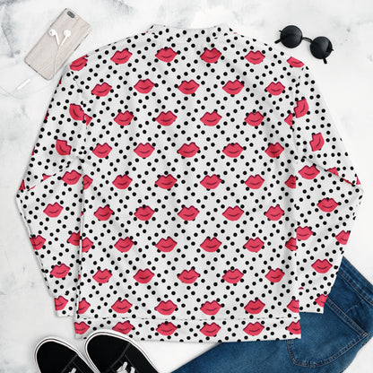 Graphic fleece jacket Kiss for adults in a relaxed unisex fit, back view flat lay