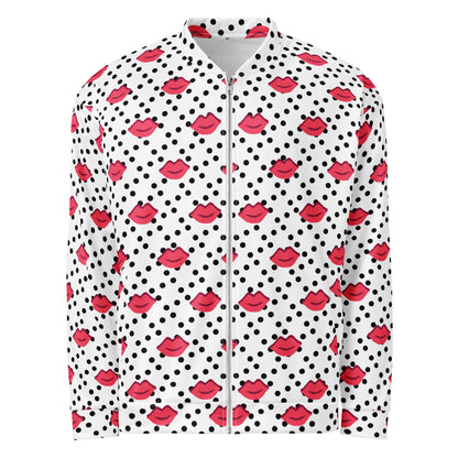 Graphic fleece jacket "kiss" for adults in a relaxed unisex fit, front view