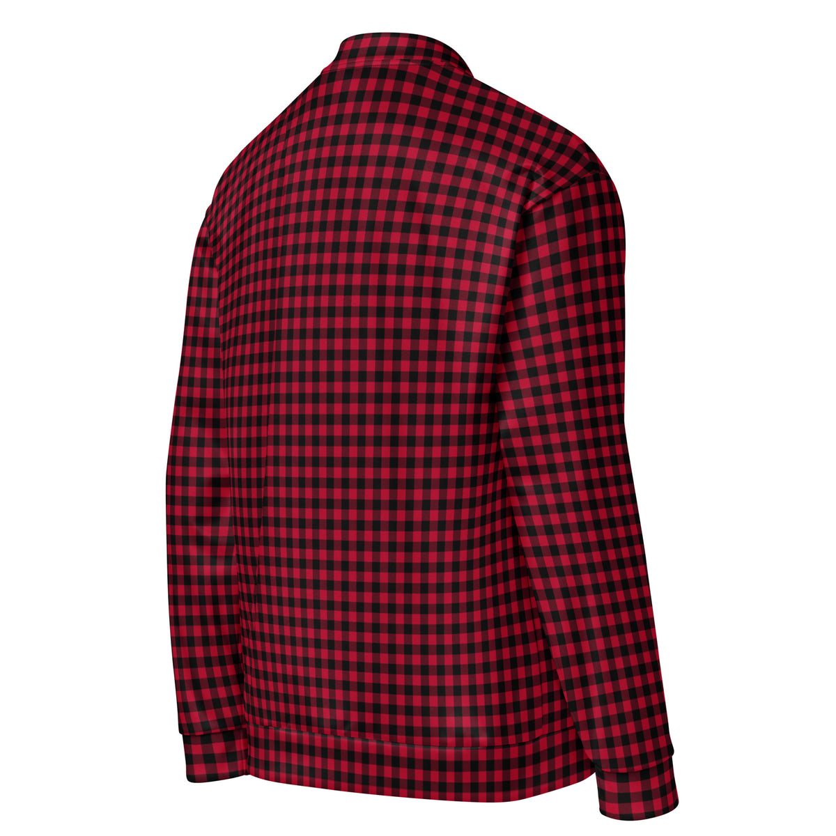 Back view of the unisex red gingham jacket