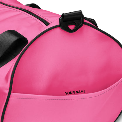 pink round bag close up side pocket - custom name