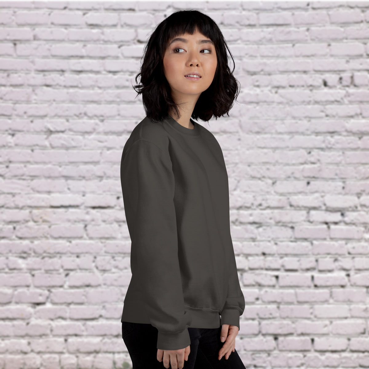 Female Model wearing CORE Charcoal Crewneck for dance  studio practice - front